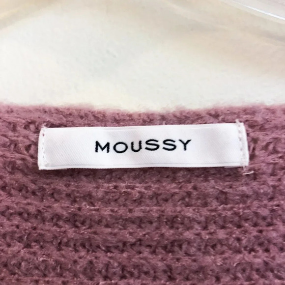 Moussy Pink V Neck Knit Designer Classic Pullover Jumper Sweater Women's OS - Picture 5 of 8
